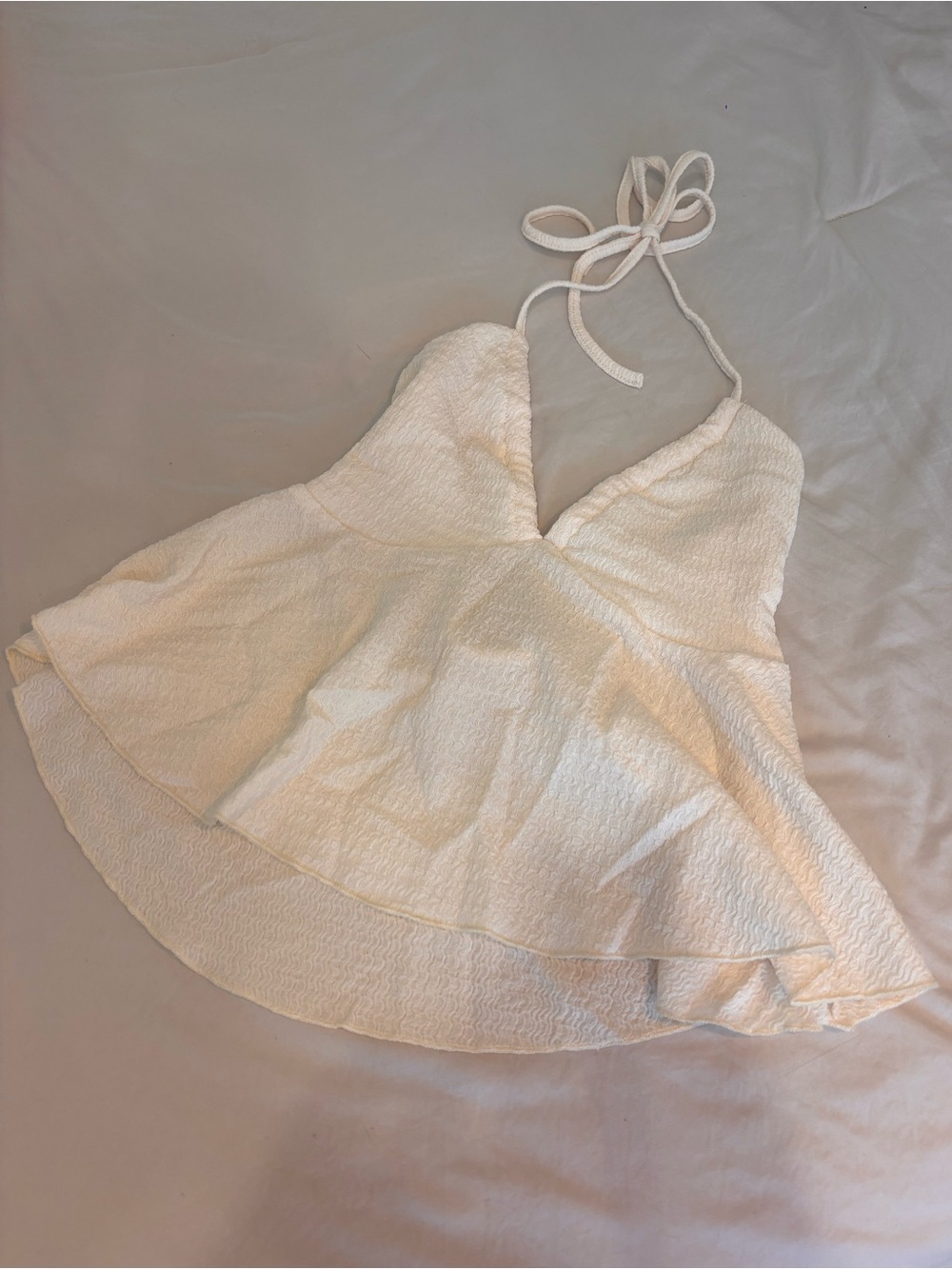 Cream Halter Peplum Top